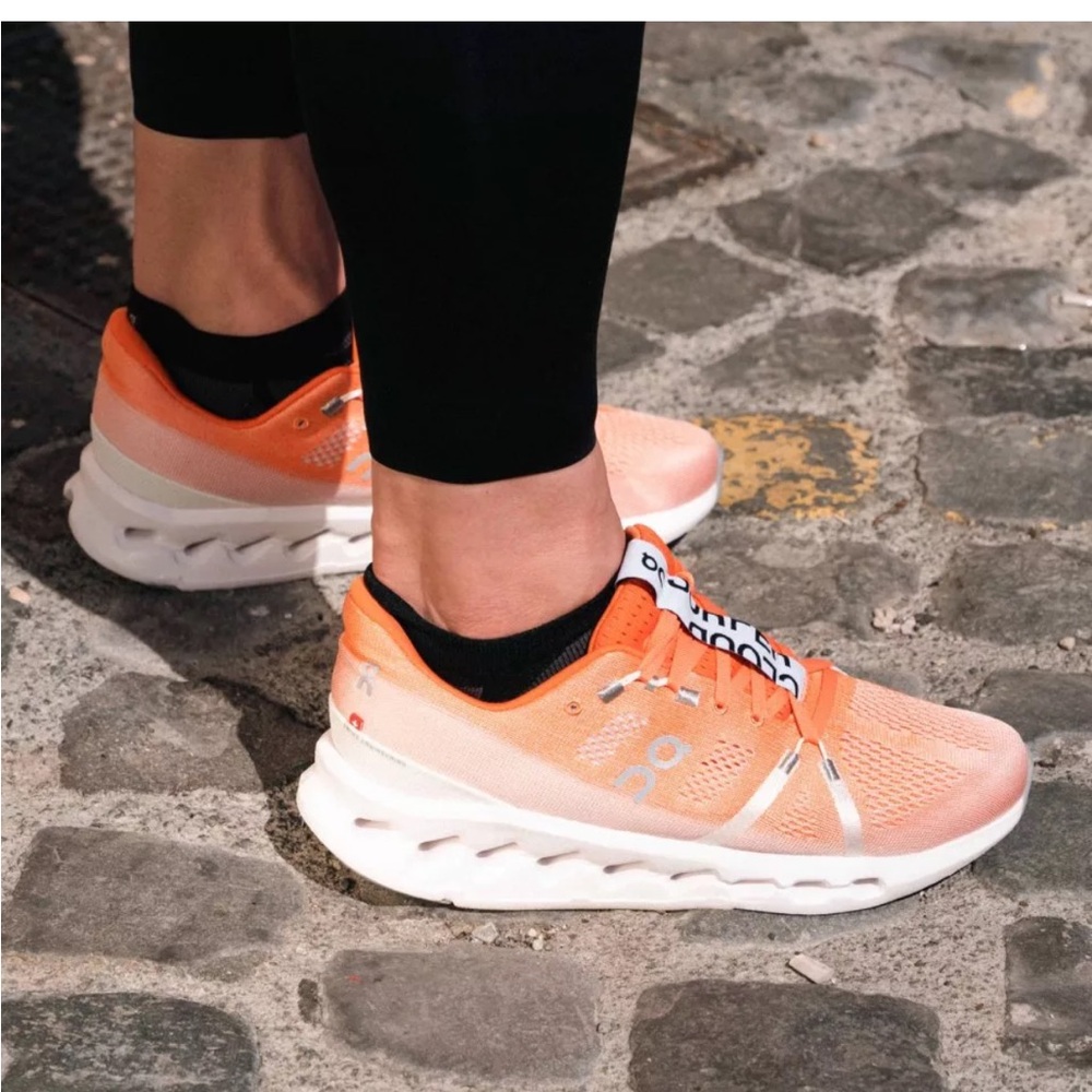 On Cloud Cloudsurfer Running Lace Up Sneakers - Coral and White Men’s